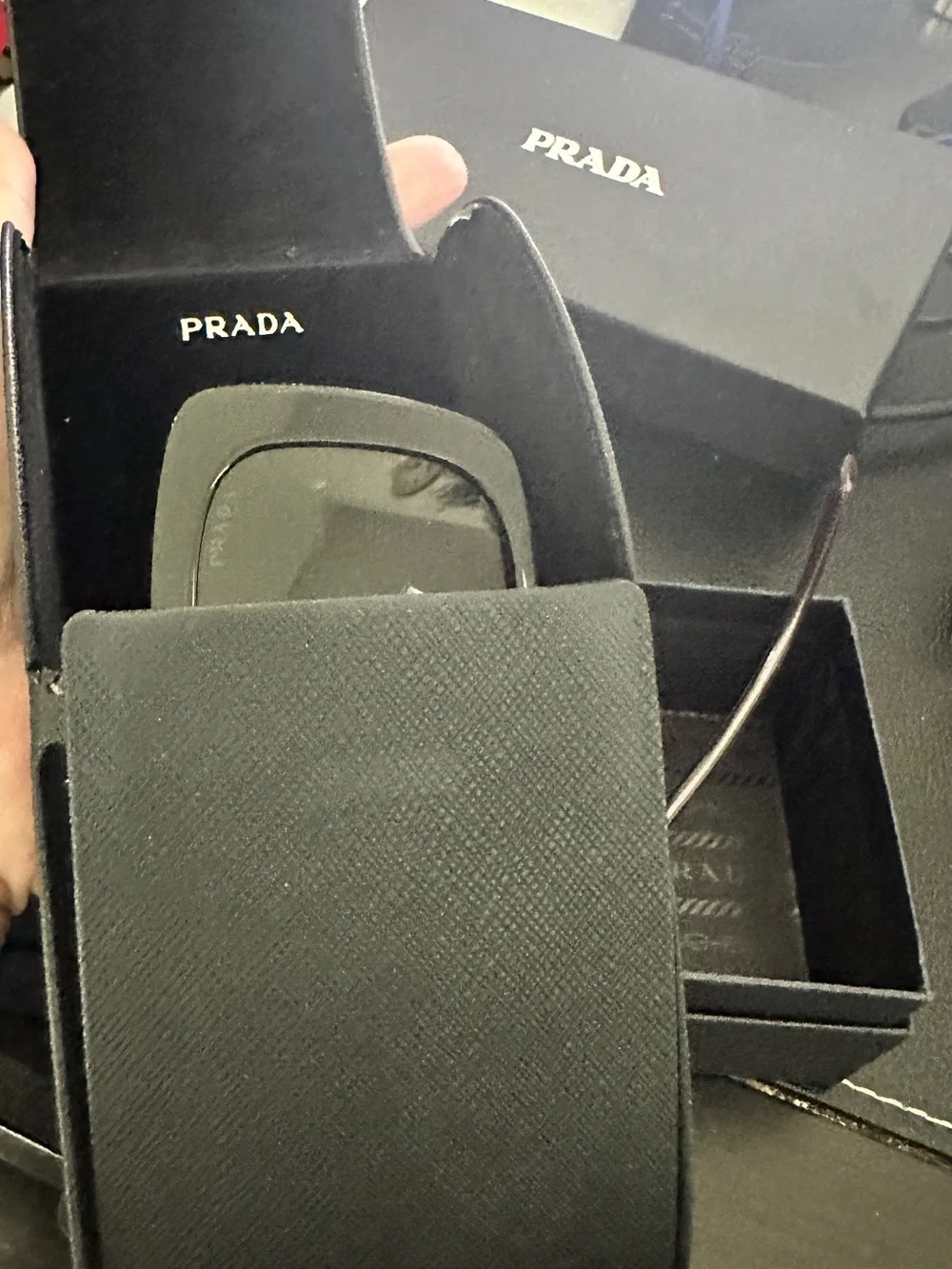 Prada PR A08S Black Oversized Square Sunglasses 1AB-5S0 56mm NEW with Box